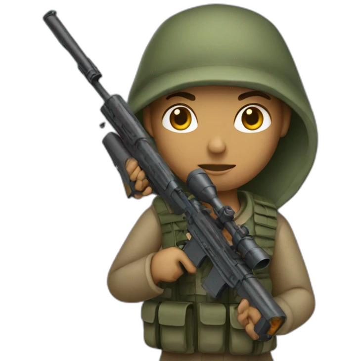 sniper with a rifle and with light skin emoji