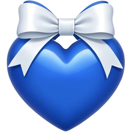 royal blue heart with white bow ribbon around it emoji
