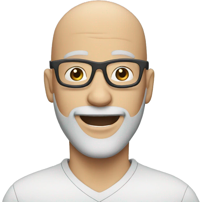 bald guy with blue eyes glasses and a grey beard jumping around emoji