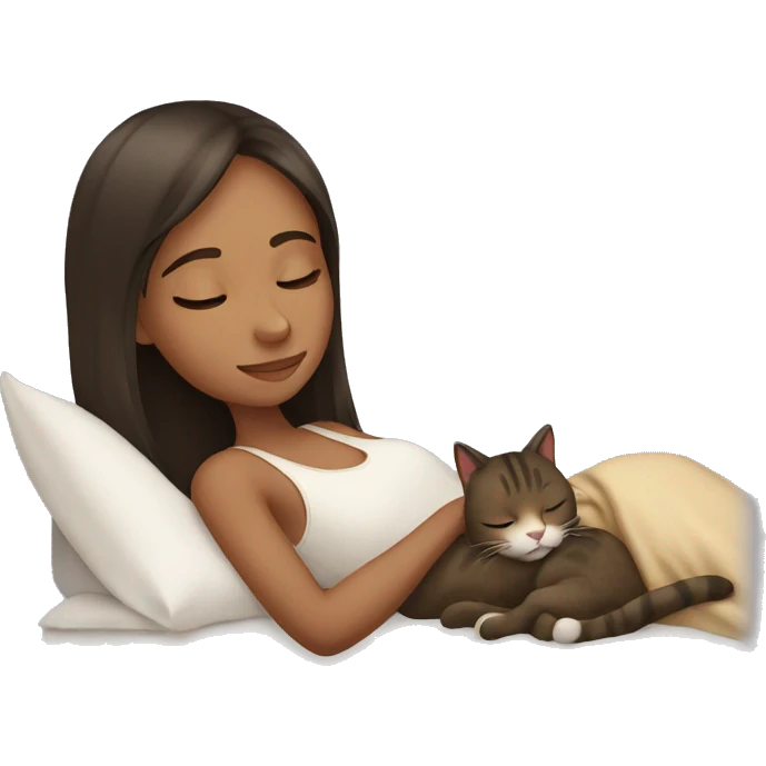 girl sleeping with a cat emoji
