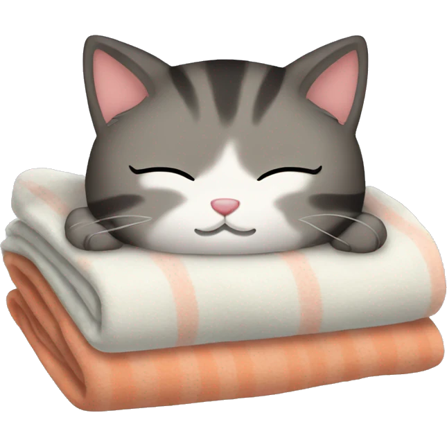 Cute kitty sleeping blanket emoji