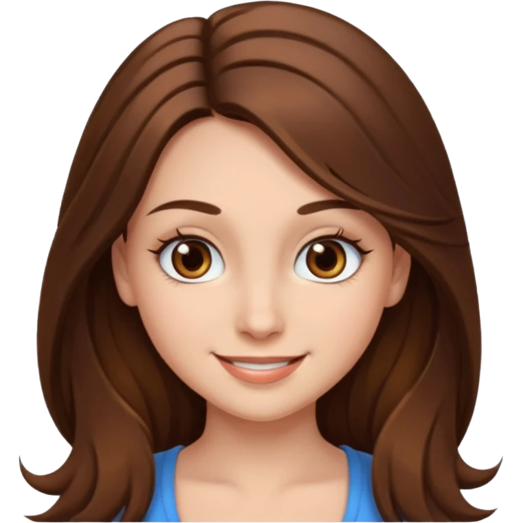 девушка с длинными коричневыми волосами, белой кожей, густыми ресницами и карими глазами с сиськами emoji