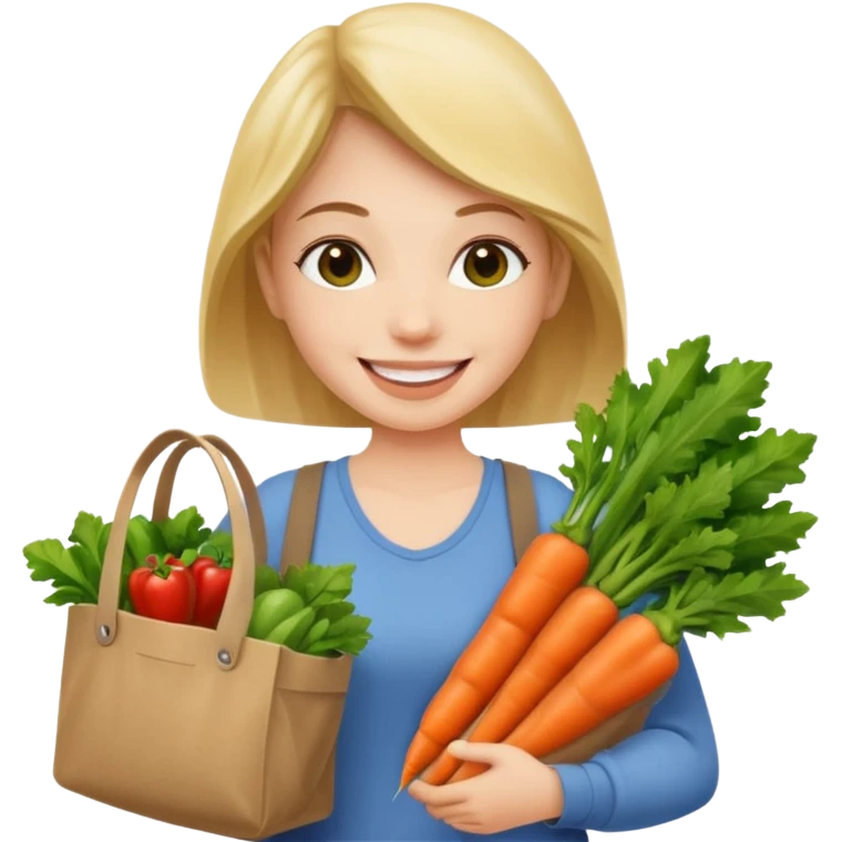 Shopper with veggie tote emoji