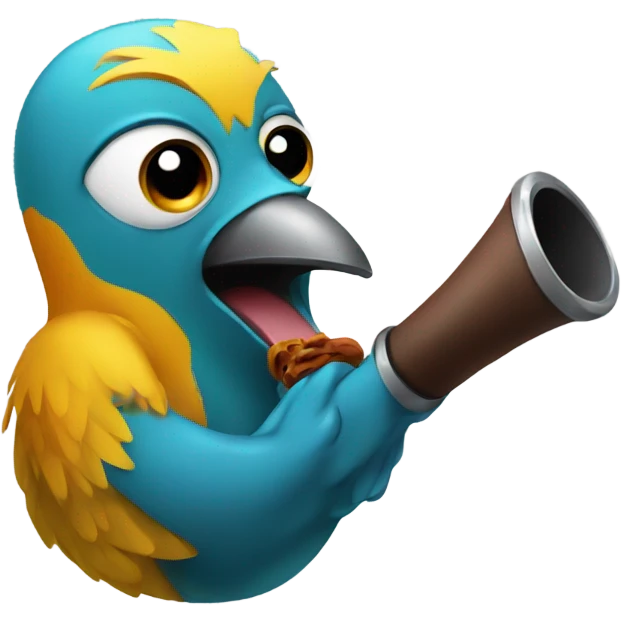 Bird biting a pipe emoji