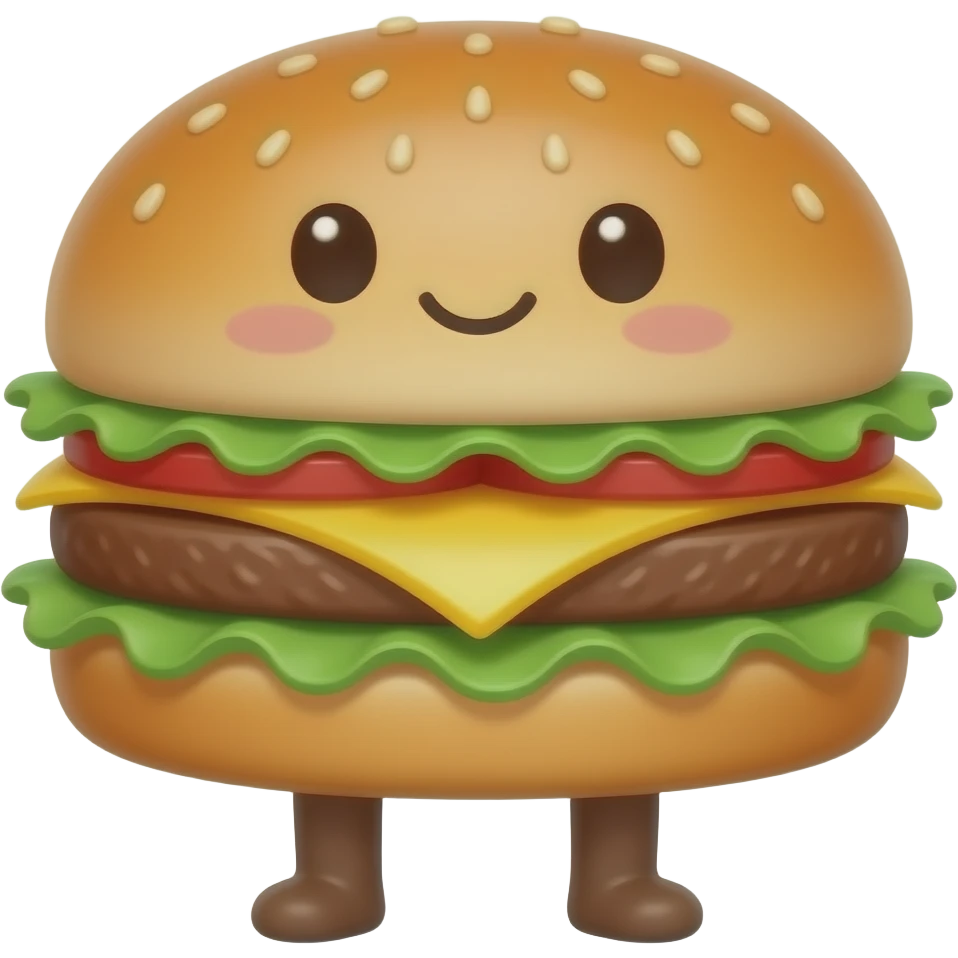Hamburguesa con pies y cara kawai emoji