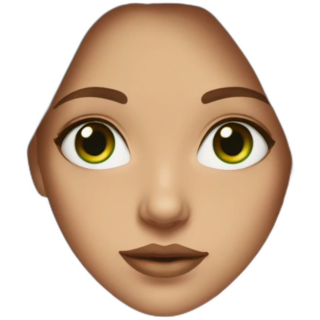 Tall girl with brown long hair, big green eyes, full lips emoji