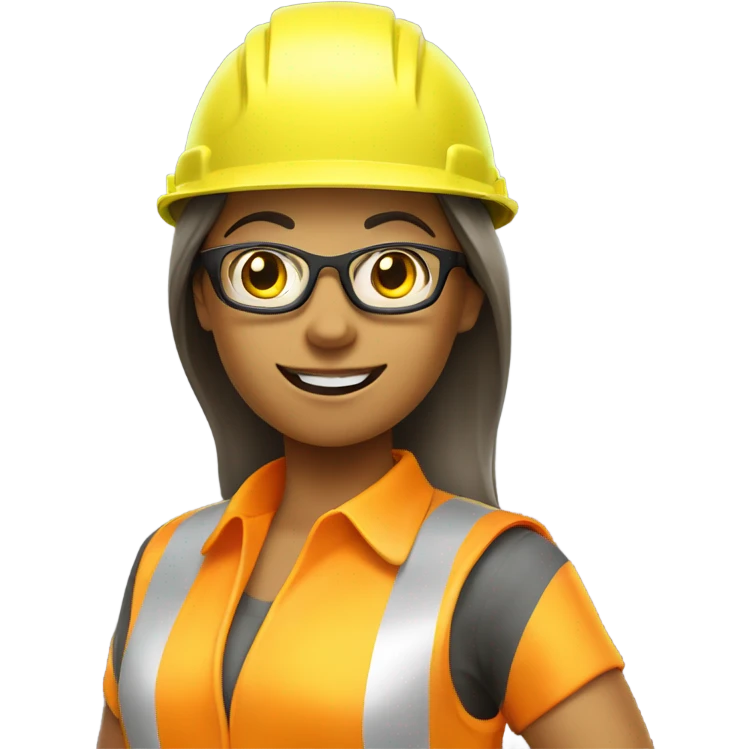 female worker, wearing a hard hat, hi viz vest, glasses with two thumbs up emoji