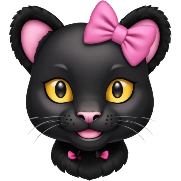 smiling panther with a pink bow on one ear emoji