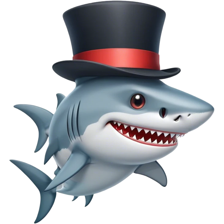 Shark with a top hat emoji