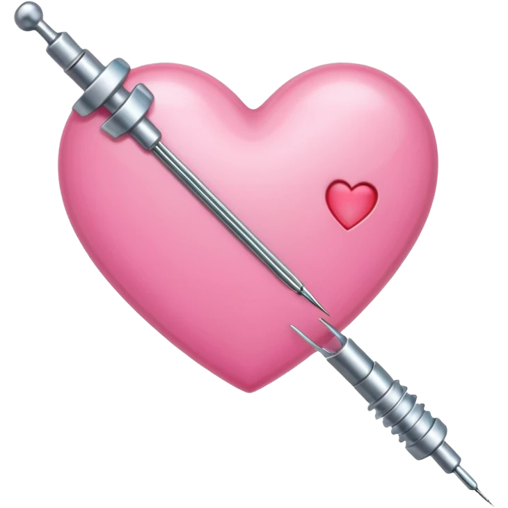 A pierced pink heart by a medical needle emoji emoji