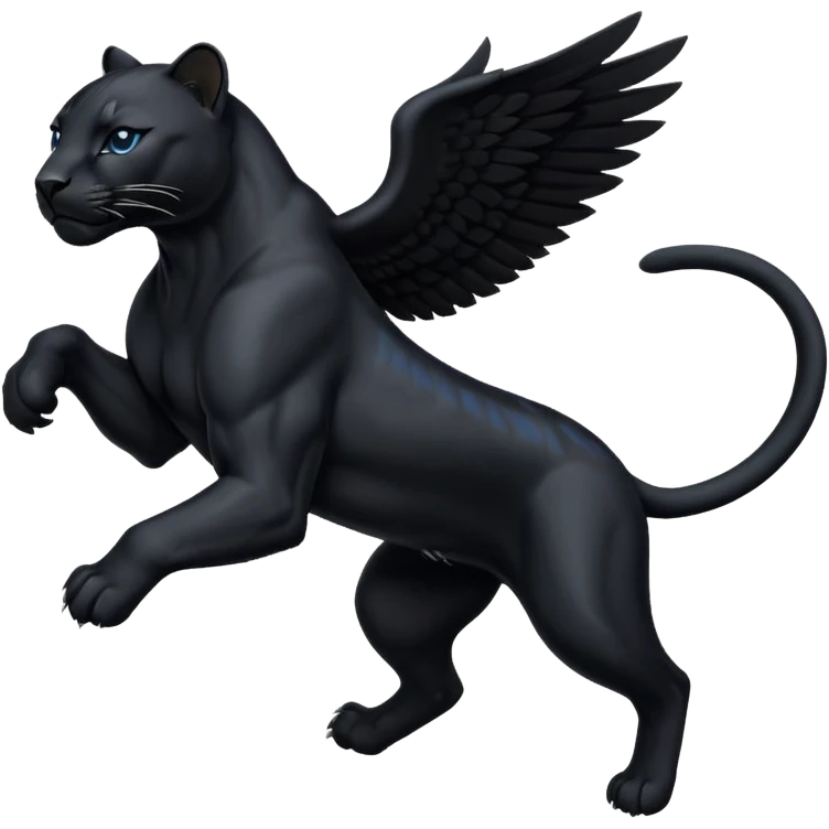 Black winged panter in jump, like bagira, has wings emoji