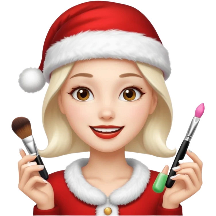 clean and vanilla girl who loves cosmetics and fashion with santa claus hat like holiday mood emoji