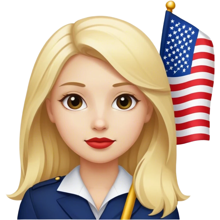The blonde girl is a diplomat. with the flag of America emoji