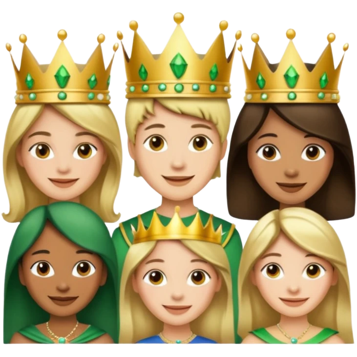 Several people with a crown that unites them with golden and green colours emoji