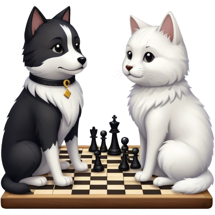 Dog and a cat playing chess emoji