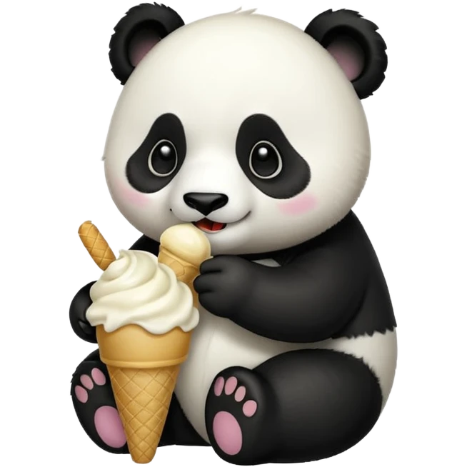 Panda eating ice cream emoji
