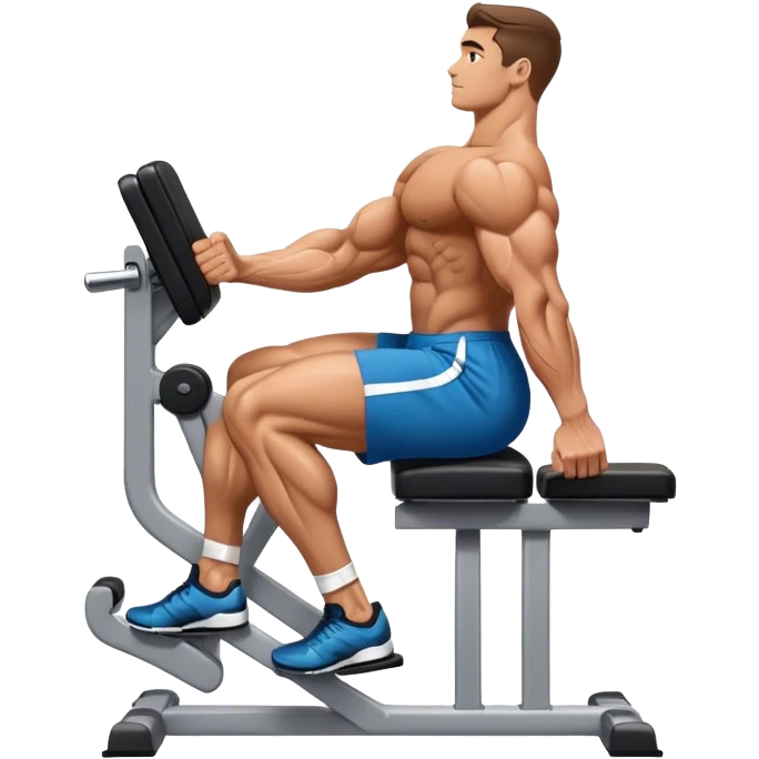 side-view bodybuilder seated weighted calf-raise machine lower leg exercise emoji