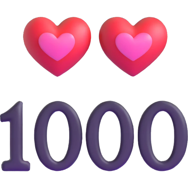 the number '100' with two hearts, one on each side emoji