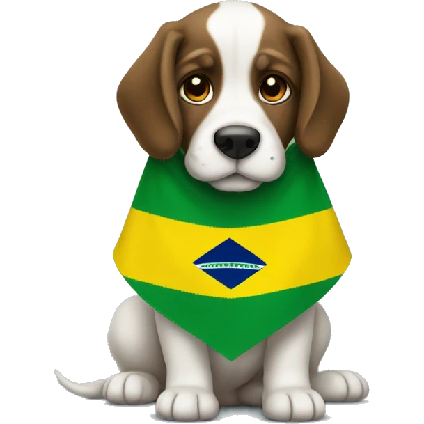 Um cachorro com bandeira do brasil emoji