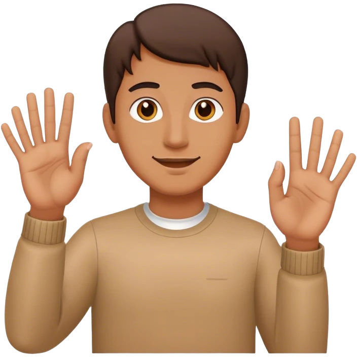 man waving with 4 fingers emoji