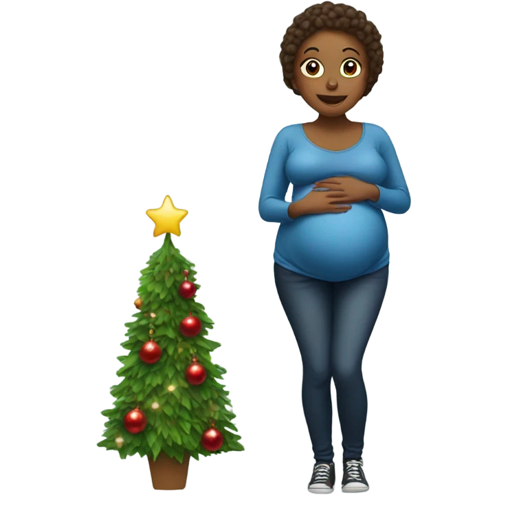 pregnant woman at the Christmas tree emoji