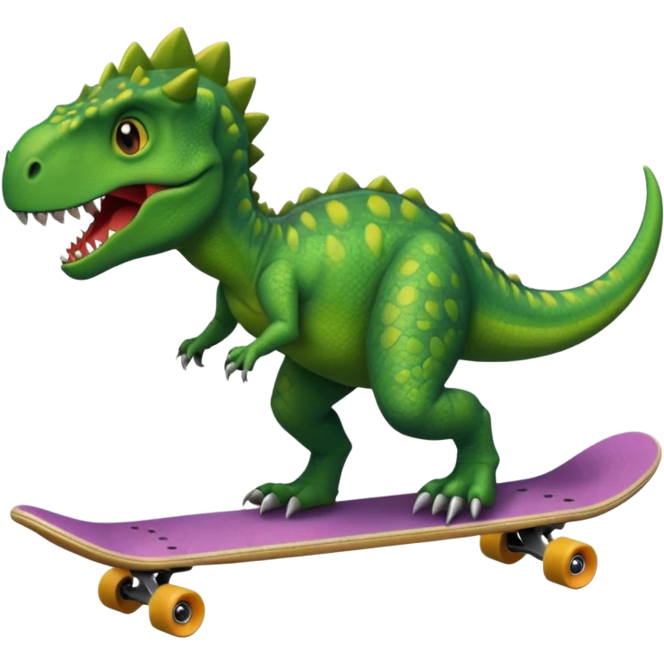 Dinosaur on a skateboard emoji