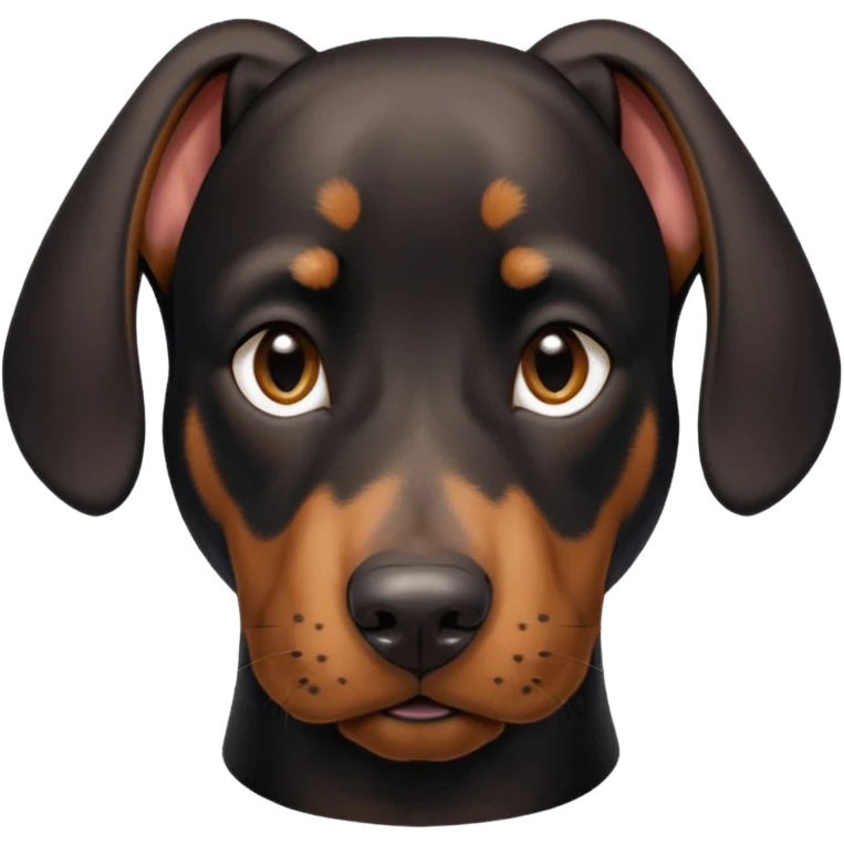 black and tan doberman portrait with floppy ears emoji