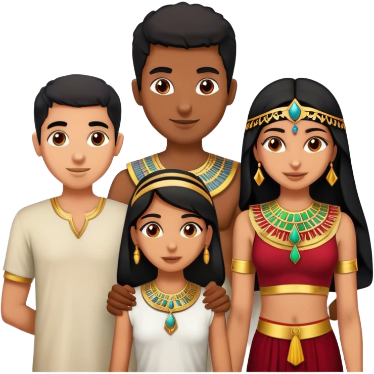 5 bestfriends, 1 Egyptian man, 1 indian girl 1 persian girl 1 moroccan boy 1 black boy emoji