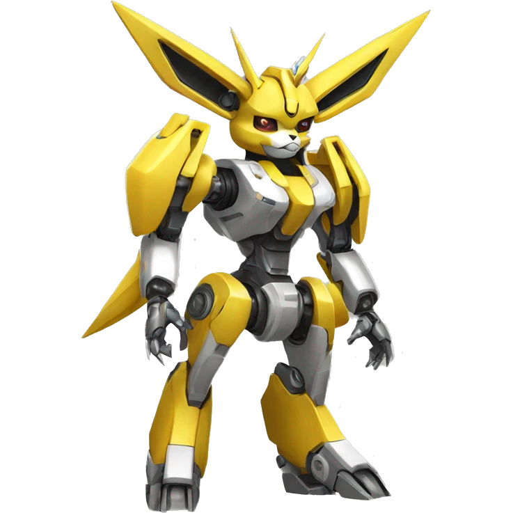 Futuristic mechanical Medabot-Renamon-Jolteon-Eevee-mecha full body emoji