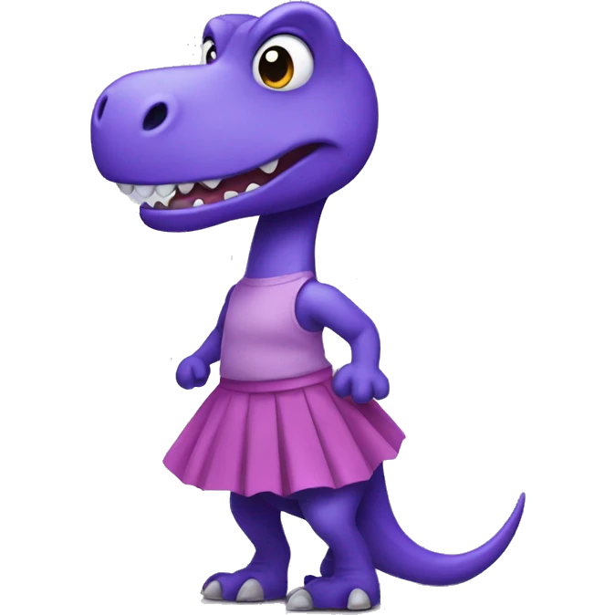 purple dinosaur wearing a skirt emoji