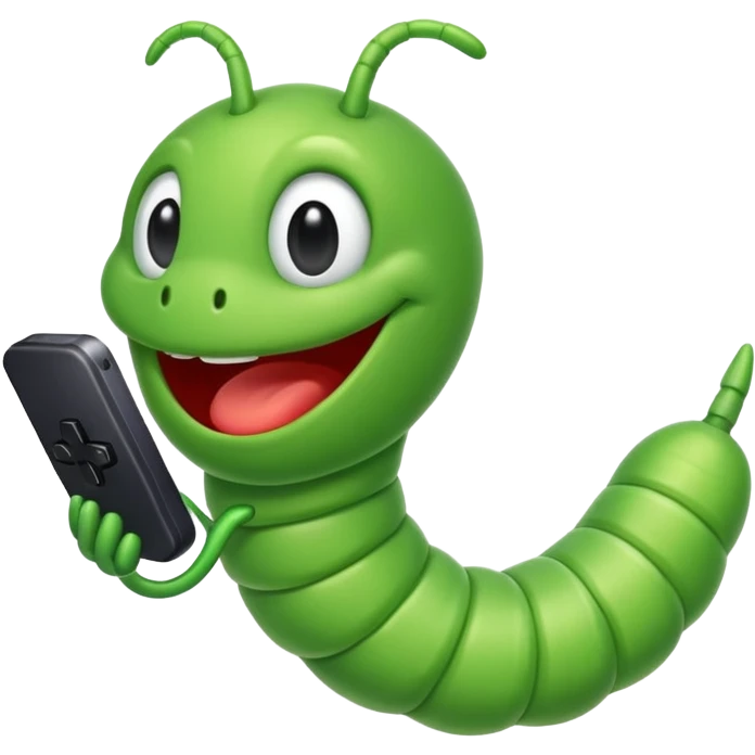 A worm playing video games emoji