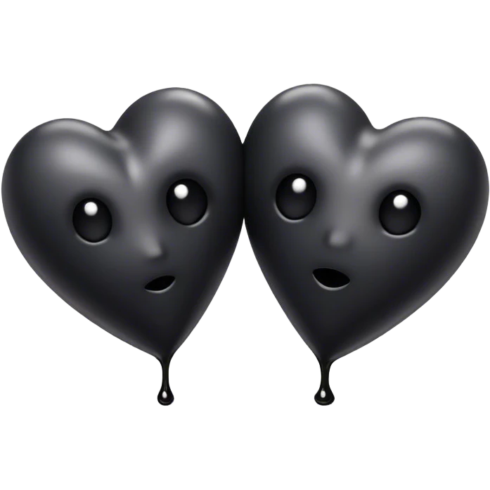 Two black hearts melted together emoji