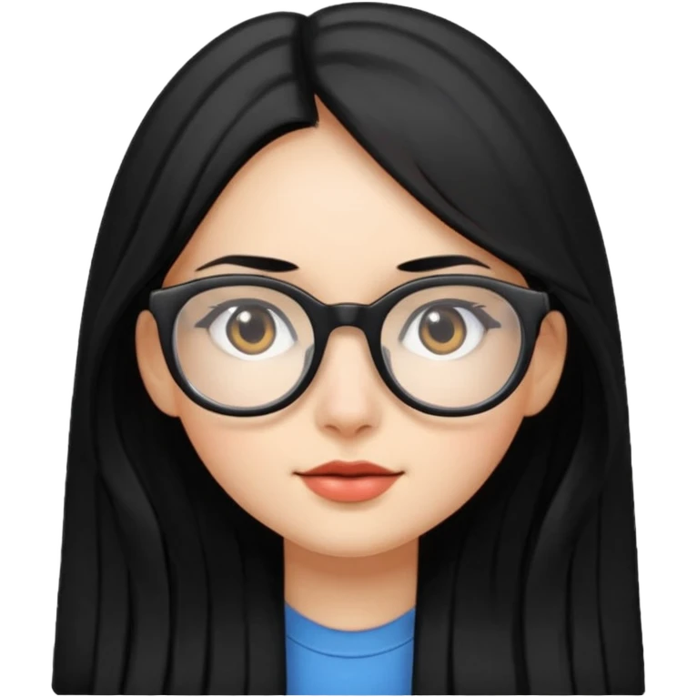 Girl long  hair black coloured hair glasses emoji