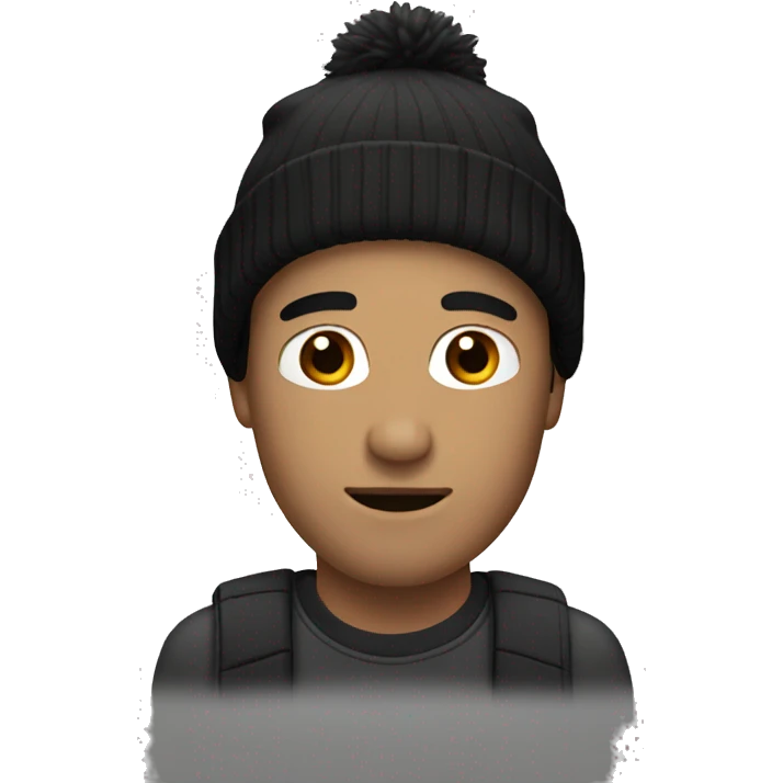 white male with black hair wearing a beanie emoji