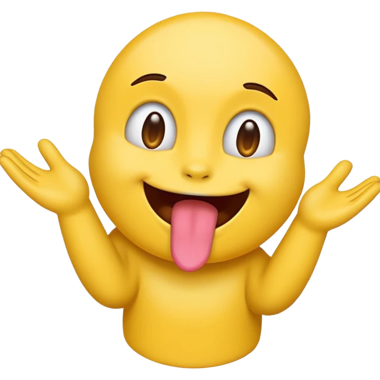 emoji with tongue out with hands facing out to the side like your swimming but not the arms just the hands emoji