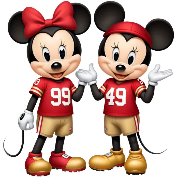 Mickey and Minny in 49ers jerseys  emoji