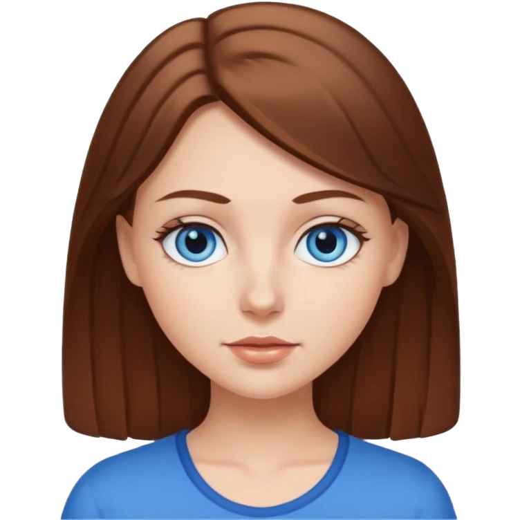 white girl with brown hair and blue eyes emoji