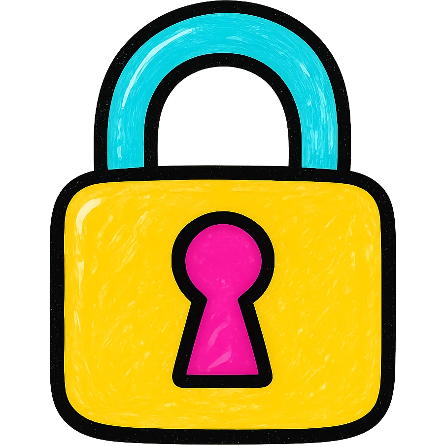 A lock emoji with a minimalistic design, bold outlines, and a colorful appearance emoji