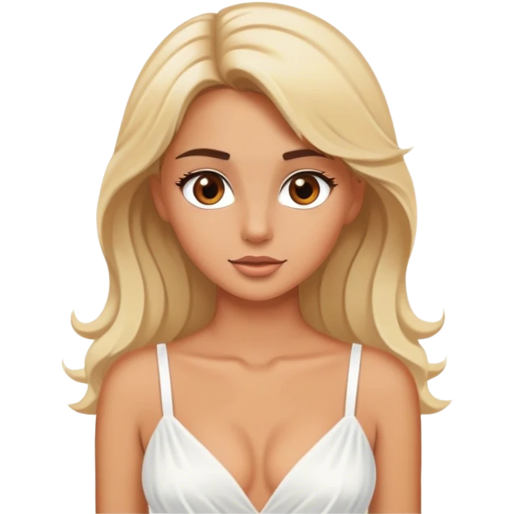 Luxury blonde model, brown eyes, honeymoon emoji