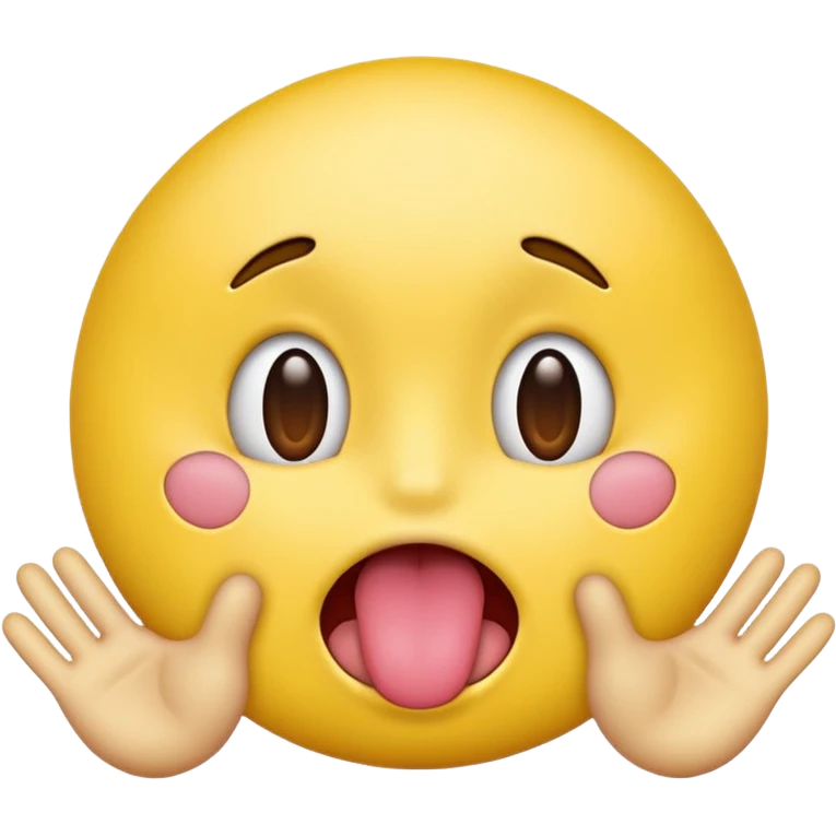 yellow face emoji with tongue out and hands on the side emoji