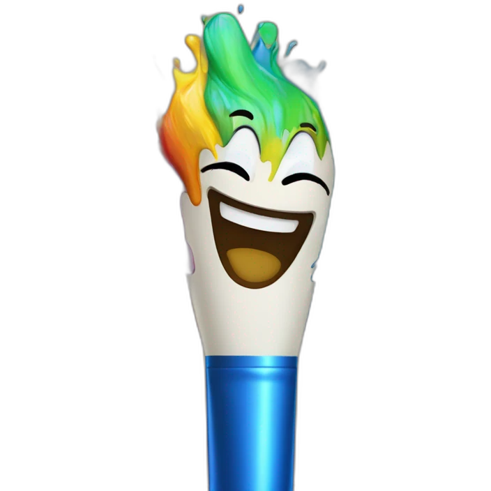paintbrush with a face singing with joy many colors emoji