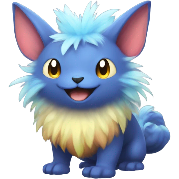Colorful cute furry anthropomorphic painted Fakémon-Pokémon-creature emoji