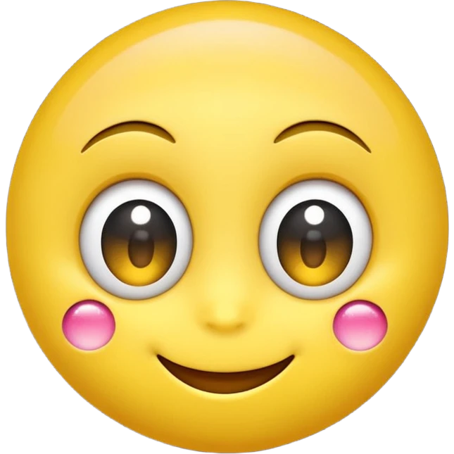 A cute smiling yellow emoji with big sparkling eyes, cartoon style, 3D, bright colors, high detail emoji