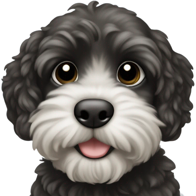 Black havapoo puppy with white chin emoji
