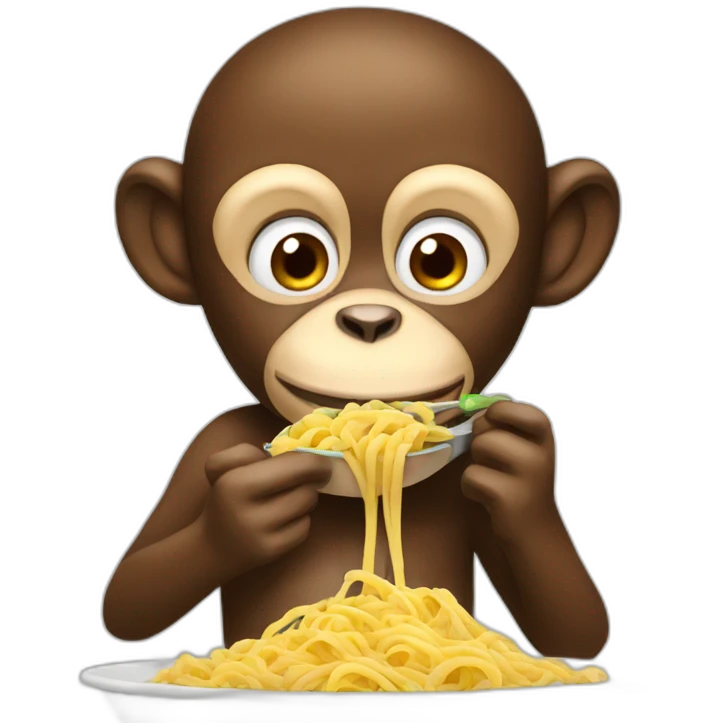 monkey eating pasta emoji