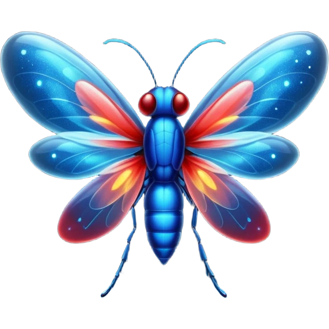 glitter red and blue firefly emoji
