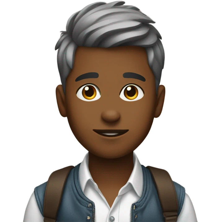 confident boy in stylish attire with puppy ears emoji