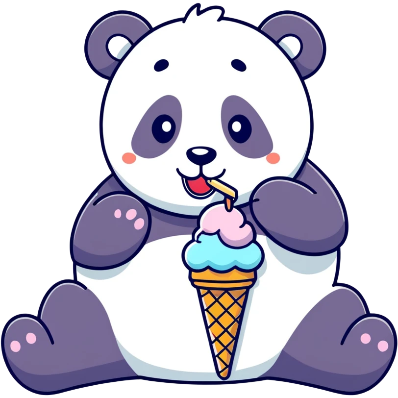 Panda eating ice cream emoji