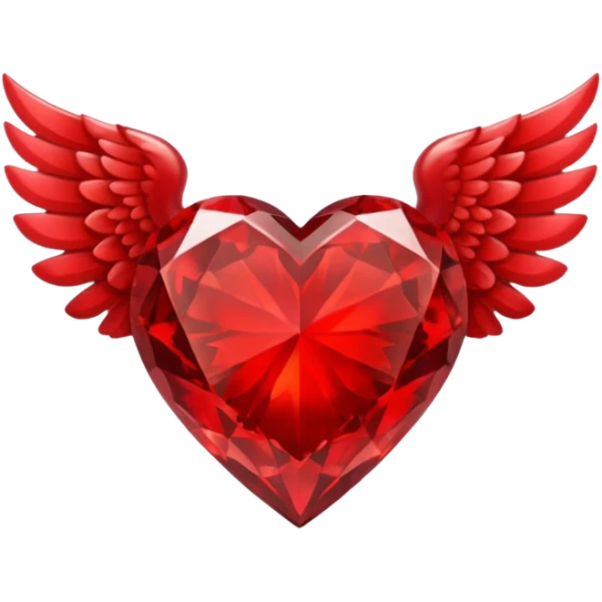 Red crystal heart with wings emoji