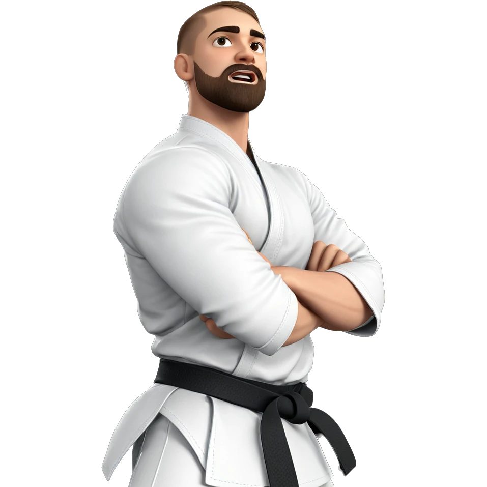 muscular boy in martial arts emoji